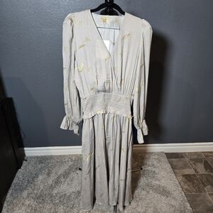 DownEast Gray Dress with Yellow Floral Design